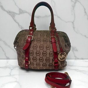 Michael Kors Brown and Red Satchel